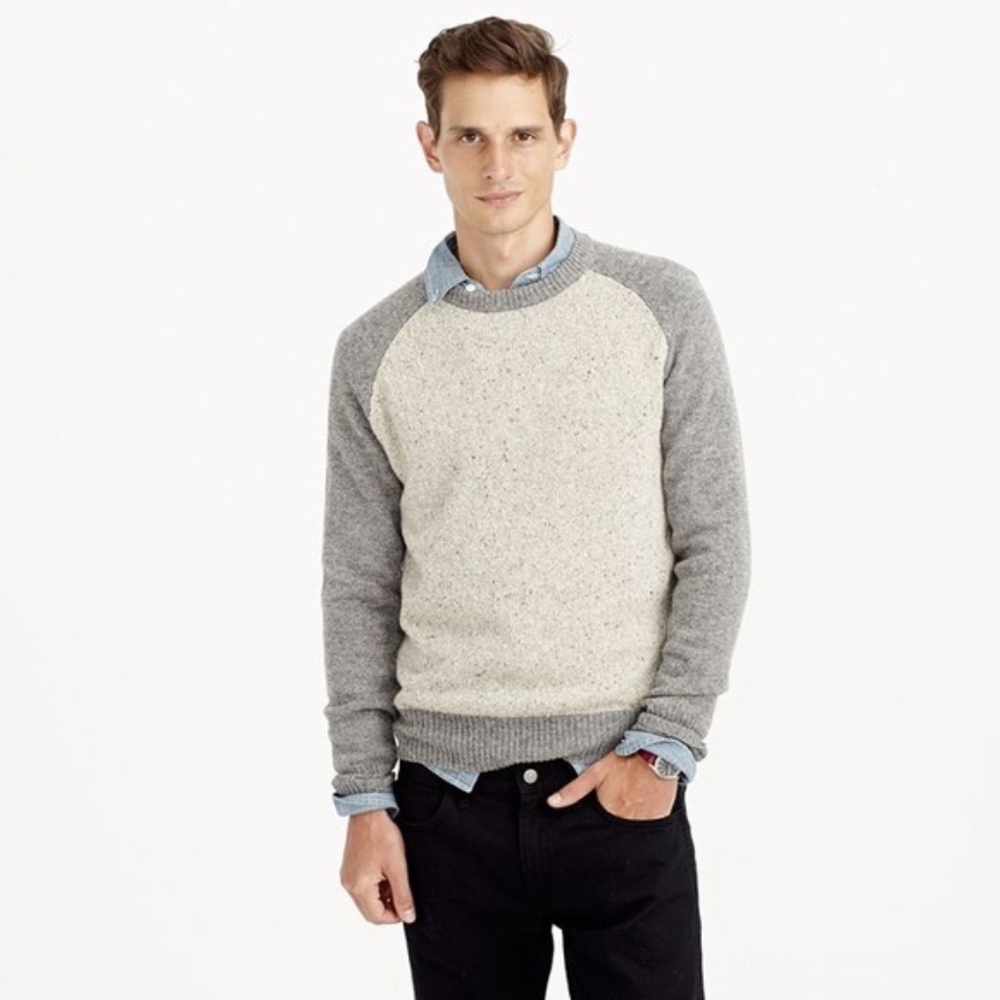 J Crew Black Label Donegal Baseball Wool Sweater